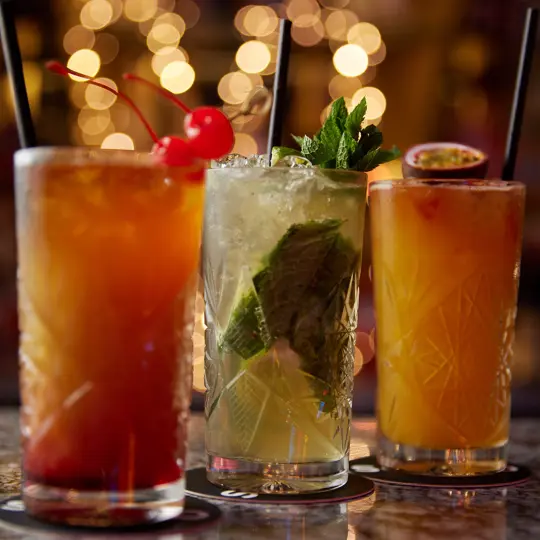 Line up of cocktails from SOUND London